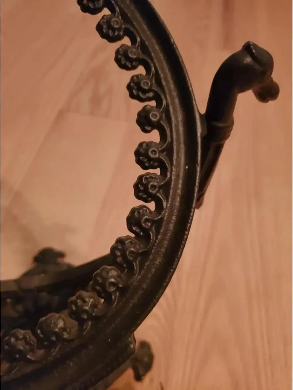 Mid Century Gothic Victorian Style Cast Iron Vanity Mirror